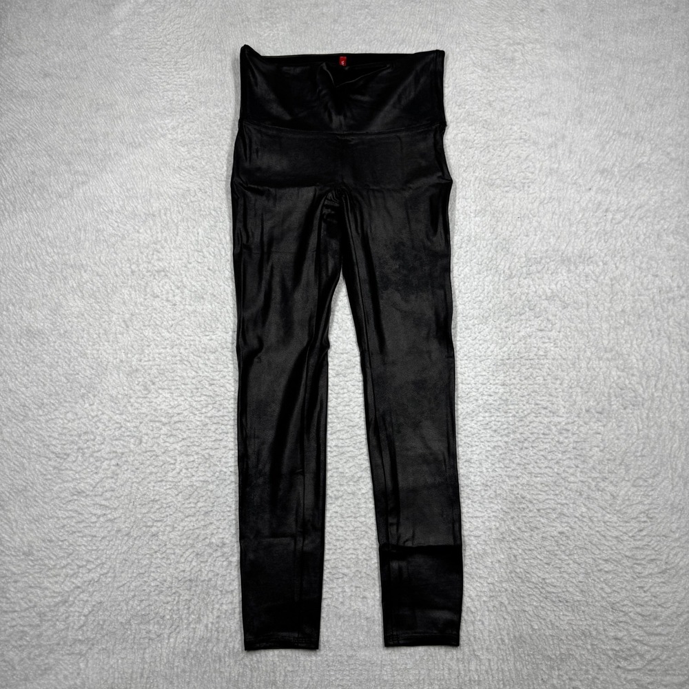Spanx Faux Leather High Waisted Leggings Pants Black Women's Size Large